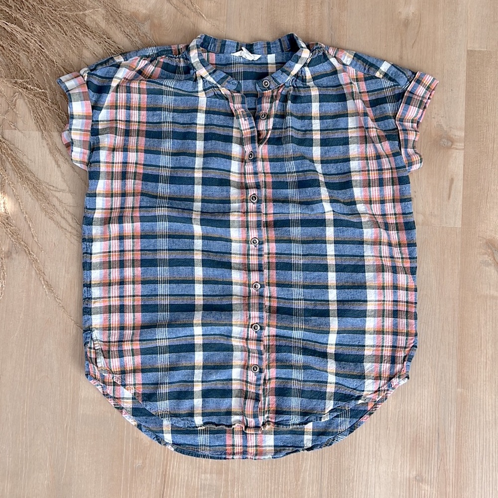 🌾 Caslon Plaid Linen Top XS  🌾